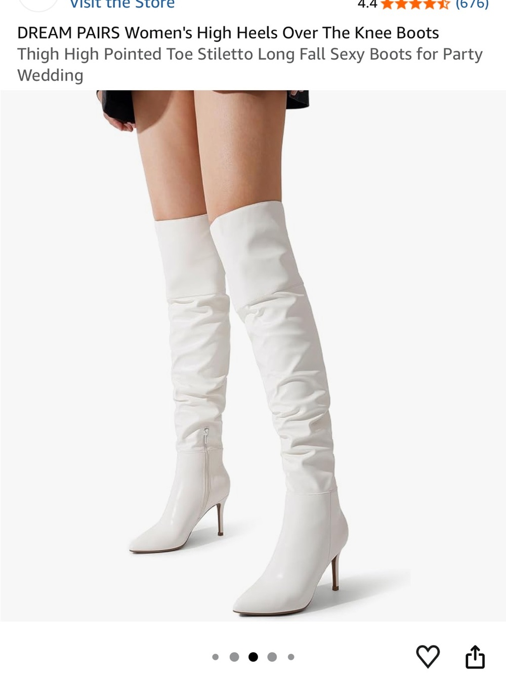 Dream Pairs White Over-the-Knee Pointed Toe Stiletto Boots